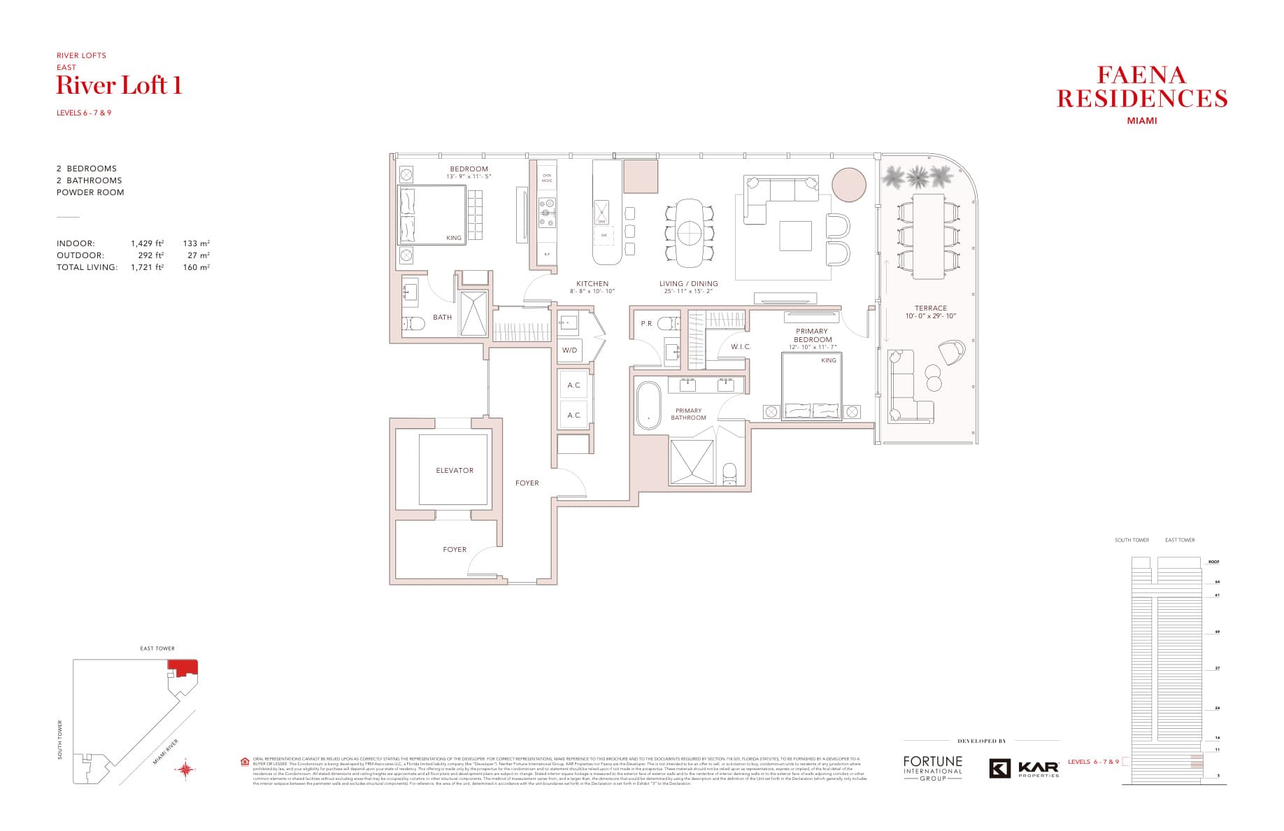 FAENA Residences Brickell — River Loft 1 · 2 Bedrooms, 2 Bathrooms · 1,721 sq ft total living