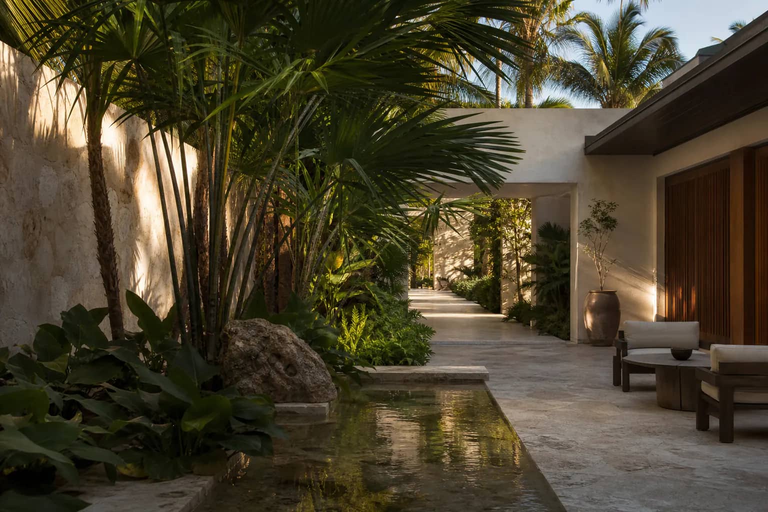 Tropical courtyard at a Miami residence