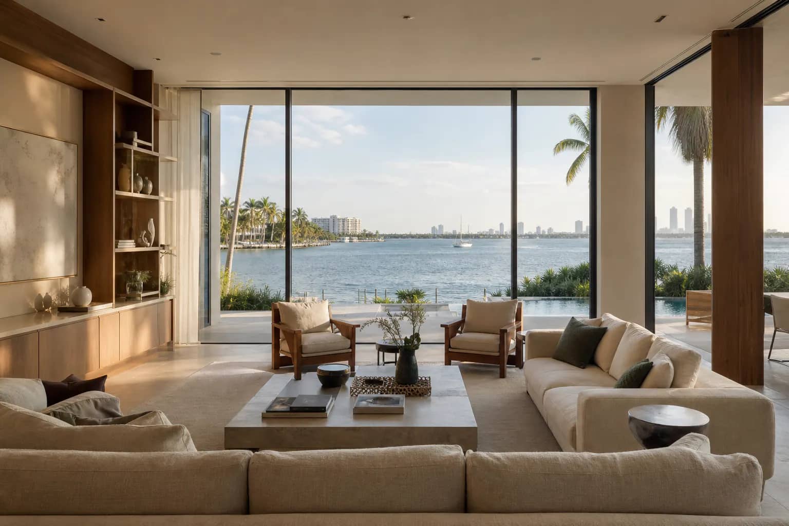 Waterfront living room in Miami